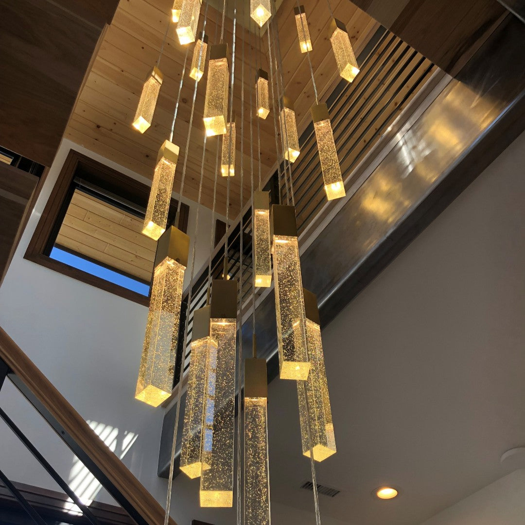 ثريا Rylight 3/7/13/25/41-Light Glacier Bubble Crystsal باللون الذهبي/الكروم/الأسود