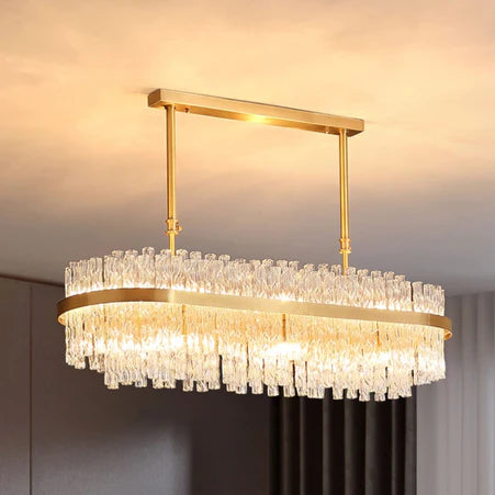 Rylight elegante ronde/rechthoekige kristallen golfbuiskroonluchter