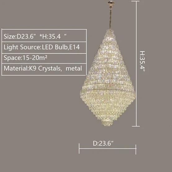 Rylight Multi-Tier Honycomb Clear Crystal Chandelier