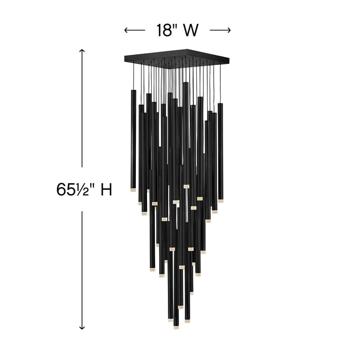 Rylight 9/36/45-Light Heritage Brass LED Pendant with Brass/Black Finish Color in Different Sizes