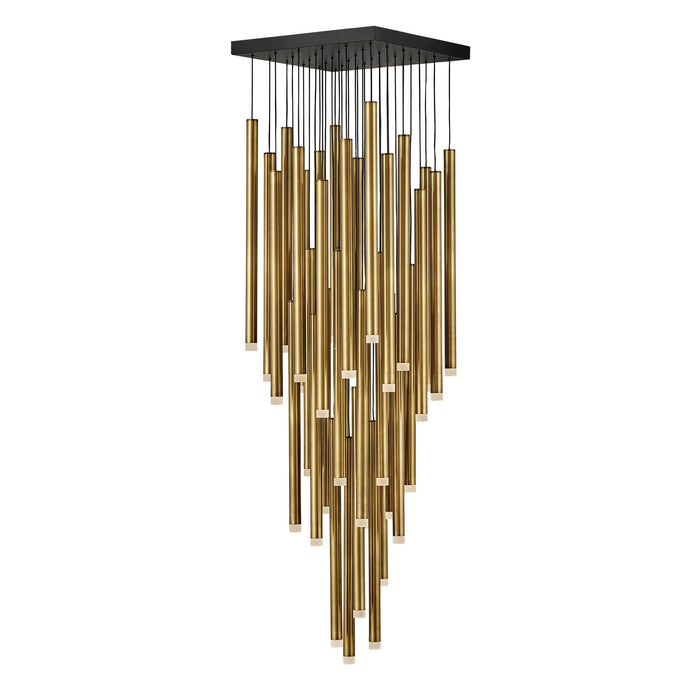 Rylight 9/36/45-Light Heritage Brass LED Pendant with Brass/Black Finish Color in Different Sizes