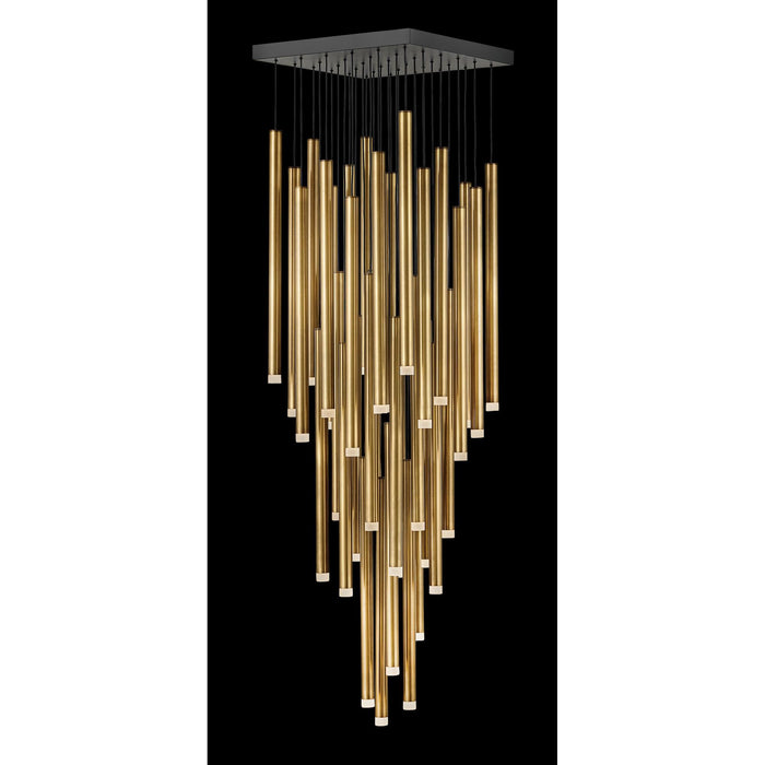 Rylight 9/36/45-Light Heritage Brass LED Pendant with Brass/Black Finish Color in Different Sizes