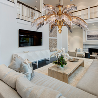 Luxe messing palmboom kristallen kroonluchter voor woonkamer/laag plafond 