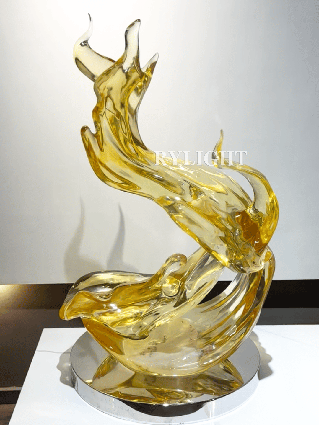 Golden Transparent Abstract Art Sculpture