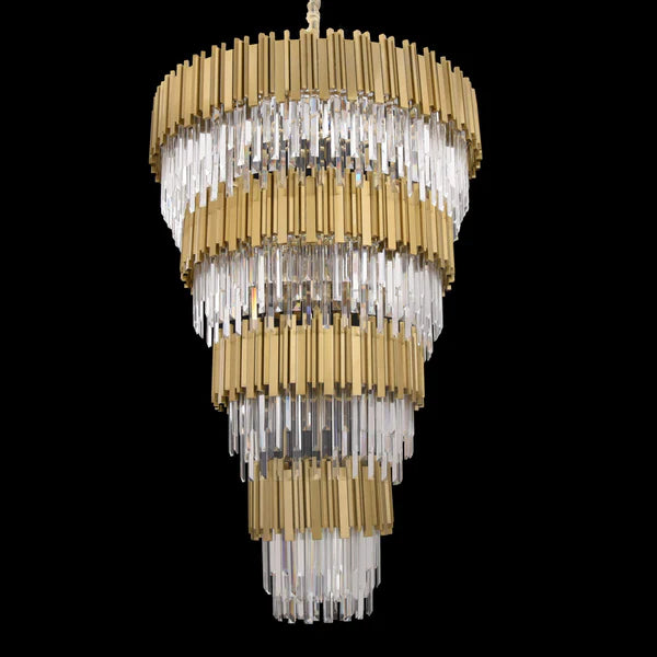 ثريا كريستال مستديرة كبيرة جدًا من Rylight 30/35/58 بلمسة نهائية من النيكل/النحاس المصقول
