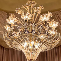 French Style Floral Crystal Chandelier in Gold Finish