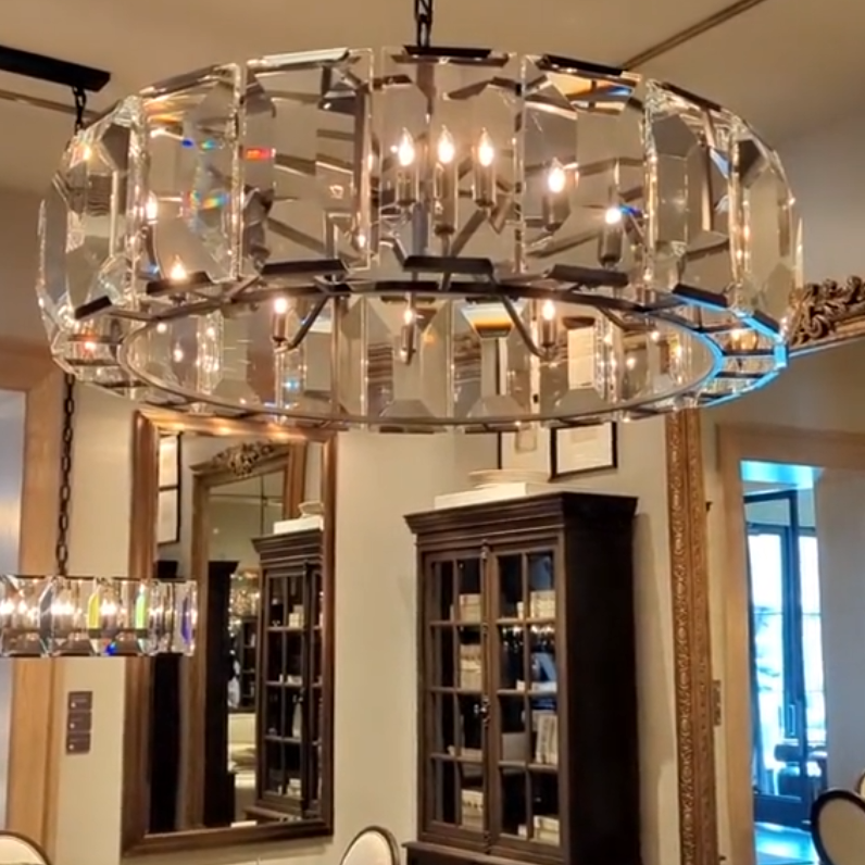 Rylight 4/7/10/14-Light Round Crystal Chandelier in Brass/Black Finish
