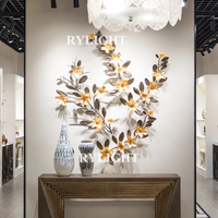 Luxury High-End Golden Magnolia Brass Branch Wall Decor