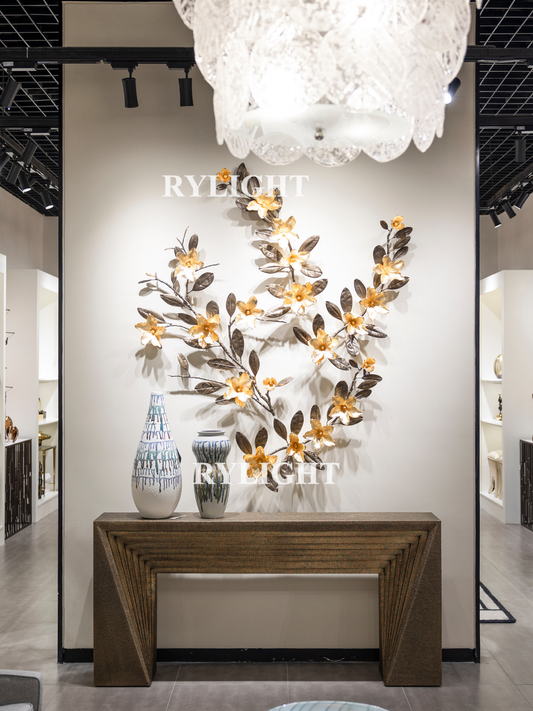 Luxury High-End Golden Magnolia Brass Branch Wall Decor