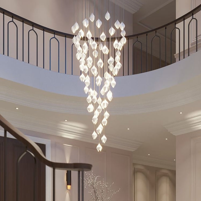 Rylight 3/9/18/32/36/70-Licht Nordic Magnolia Bloem Keramiek Hanger Lange Kroonluchter