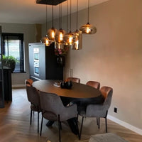 Rylight 9-lichts rookgrijze glazen hanglamp met ronde/vierkante/rechthoekige/ovale luifel