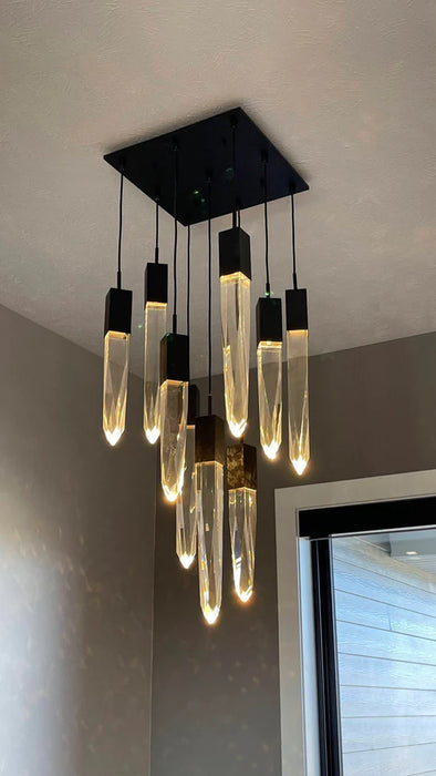 Rylight moderne en luxe ronde/rechthoekige plafondhanglamp in zwarte afwerking