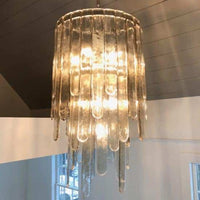 Modern Multi-tier Glass Chandelier for Dining Room/Living Room/Kitchen Island