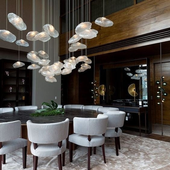 Rylight 5/8/10/11/16/20-licht minimalistische glazen wolk decoratieve kroonluchter