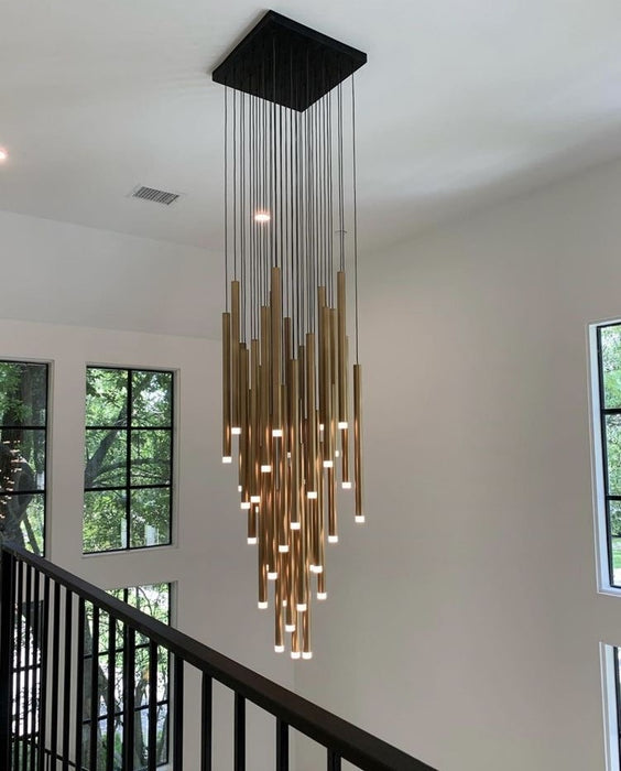 Rylight 9/36/45-Light Heritage Brass LED Pendant with Brass/Black Finish Color in Different Sizes