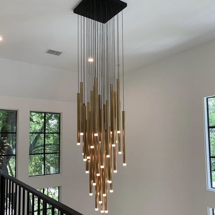 Rylight 9/36/45-Light Heritage Brass LED Pendant with Brass/Black Finish Color in Different Sizes