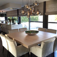 Rylight 9-lichts rookgrijze glazen hanglamp met ronde/vierkante/rechthoekige/ovale luifel