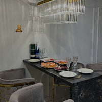 Rylight 4/5/7-laags ronde/rechthoekige kristallen dimbare kroonluchter in goud/zwarte afwerking