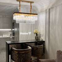 Rylight 4/5/7-laags ronde/rechthoekige kristallen dimbare kroonluchter in goud/zwarte afwerking