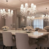 Rylight 12/18/24-Light Candle Crystal Chandelier With Lampshade