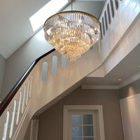 Rylight 4/5/7-laags ronde/rechthoekige kristallen dimbare kroonluchter in goud/zwarte afwerking