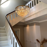 Rylight 4/5/7-laags ronde/rechthoekige kristallen dimbare kroonluchter in goud/zwarte afwerking