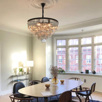 Rylight 4/5/7-laags ronde/rechthoekige kristallen dimbare kroonluchter in goud/zwarte afwerking