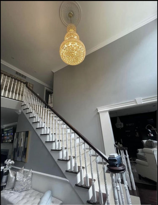ثريا Rylight 3-Tier كبيرة جدًا على شكل قرع كريستال قابلة للتعتيم