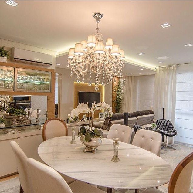 Rylight 12/18/24-Light Candle Crystal Chandelier With Lampshade