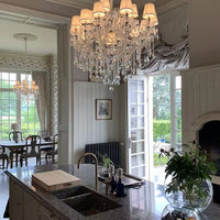 Rylight 12/18/24-Light Candle Crystal Chandelier With Lampshade