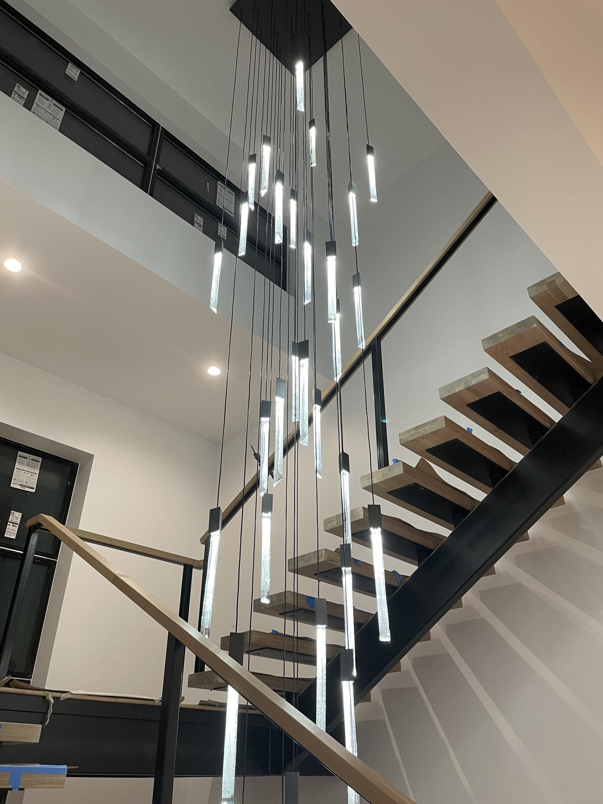 Rylight 10/15/17/Custom-Light zwarte kristallen staven kroonluchter