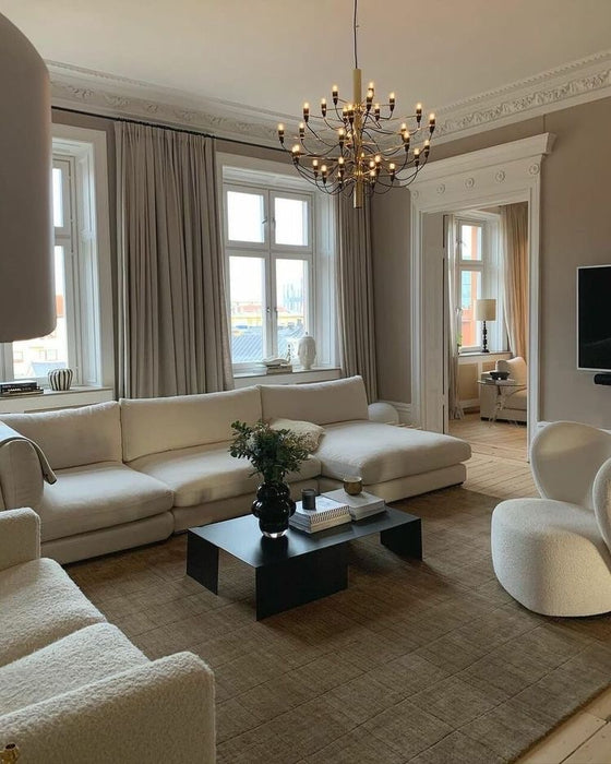Rylight 18/30/50-lichte moderne mode-kroonluchter met zwart-gouden metallic lak