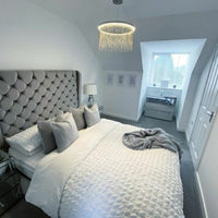 Rylight 1/2-laags ronde aluminium kroonluchter met kwastjes in verchroomde afwerking
