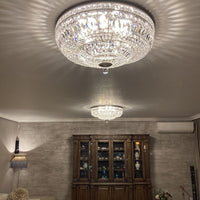 Rylight 9/12/15-Light Flush Mount Crystal Chandelier in Gold/Silver Finish