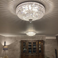 Rylight 9/12/15-Light Flush Mount Crystal Chandelier in Gold/Silver Finish
