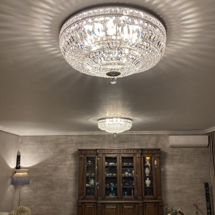 Rylight 9/12/15-Light Flush Mount Crystal Chandelier in Gold/Silver Finish