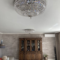 Rylight 9/12/15-Light Flush Mount Crystal Chandelier in Gold/Silver Finish