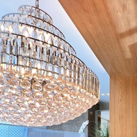 Rylight 5-Tier Round Crystal Raindrop Tiered Chandelier