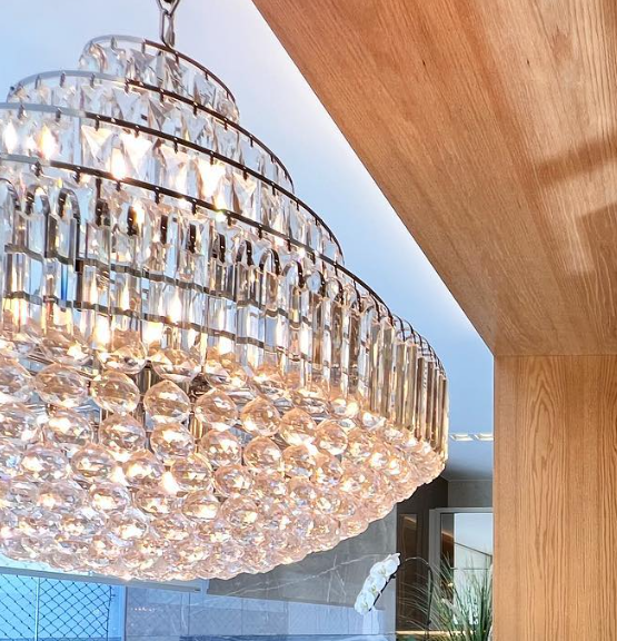 Rylight 5-Tier Round Crystal Raindrop Tiered Chandelier