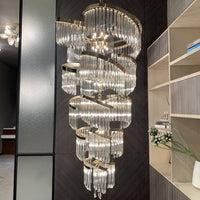 Rylight meerlaagse luxe spiraalvormige kristallen kroonluchter moderne designercreatie