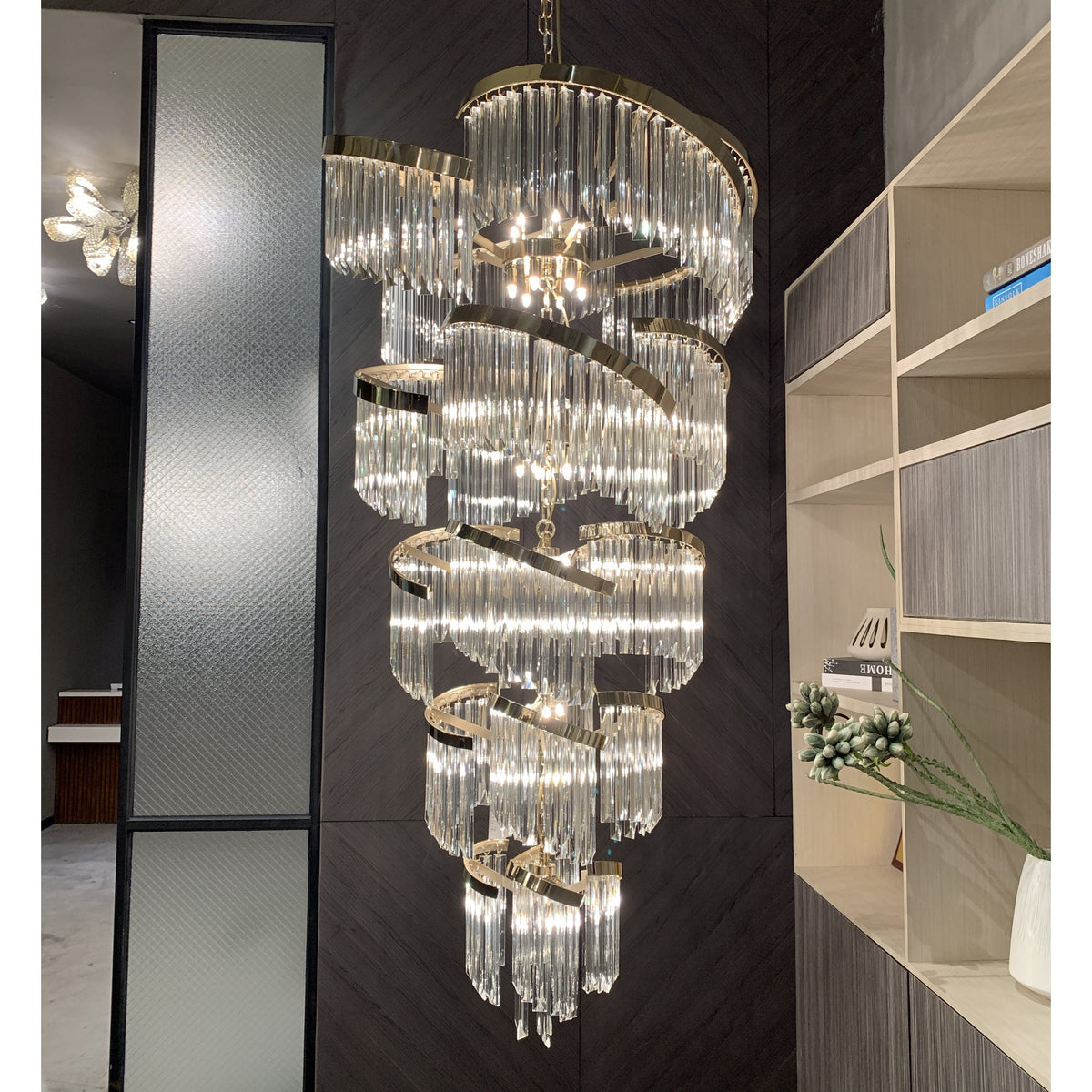 Rylight meerlaagse luxe spiraalvormige kristallen kroonluchter moderne designercreatie