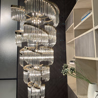 Rylight meerlaagse luxe spiraalvormige kristallen kroonluchter moderne designercreatie