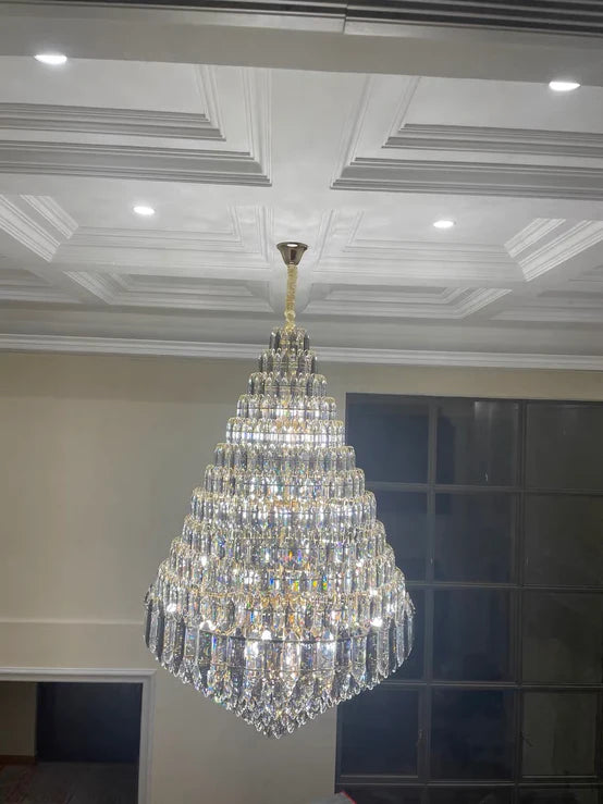 Rylight Smoky Gray&Clear Honycomb Crytsal Chandelier