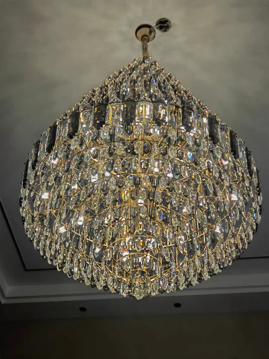 Rylight Smoky Gray&Clear Honycomb Crytsal Chandelier