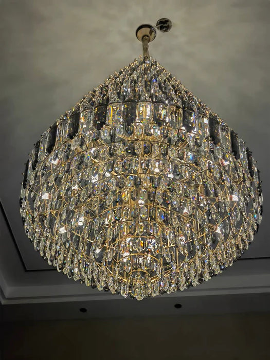 Rylight rokerige grijze en heldere honingraat kristallen kroonluchter