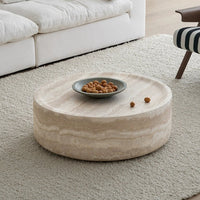 طاولة قهوة فرنسية دائرية مزينة بحجر الكهف