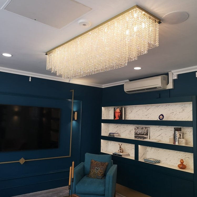 Rylight 3/4-Tier Extra Large Modern Style Crystal Flush Mount Chandelier