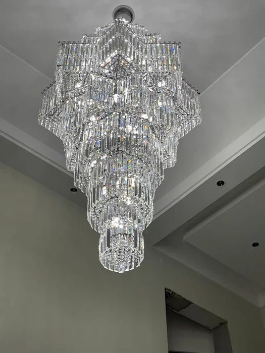 Rylight Multi-Tier Extra Large Plaza Hexagram Crystal Chandelier