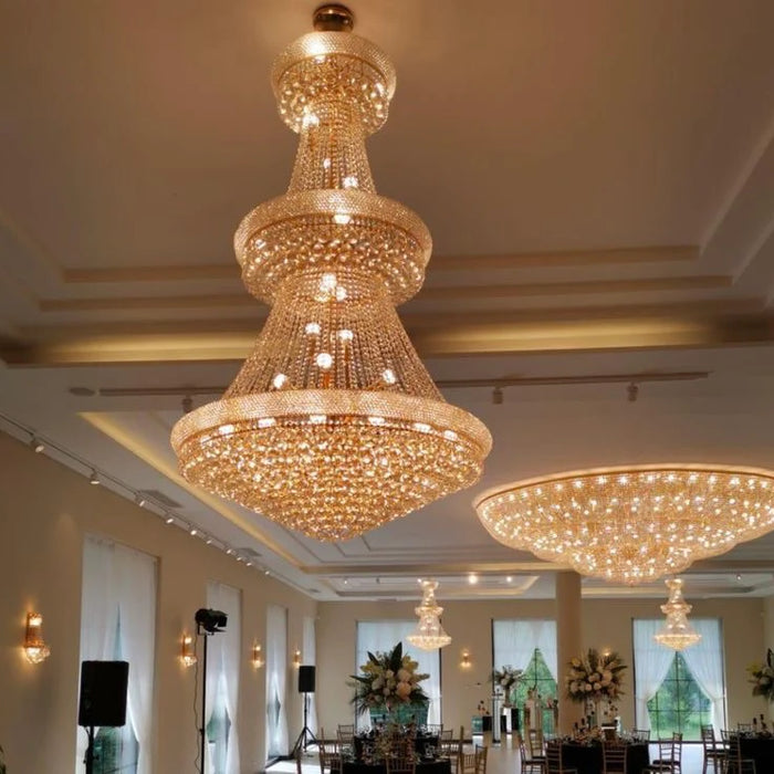 Rylight 3-Tier Empire Gold/Chrome Crystal Chandelier