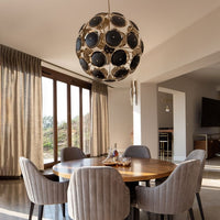Rylight Brass Sputnik Ball Chandelier with Black Discs